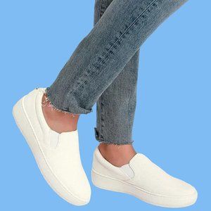 Lulus Dylann Womens Canvas Slip-On Flatform Sneakers